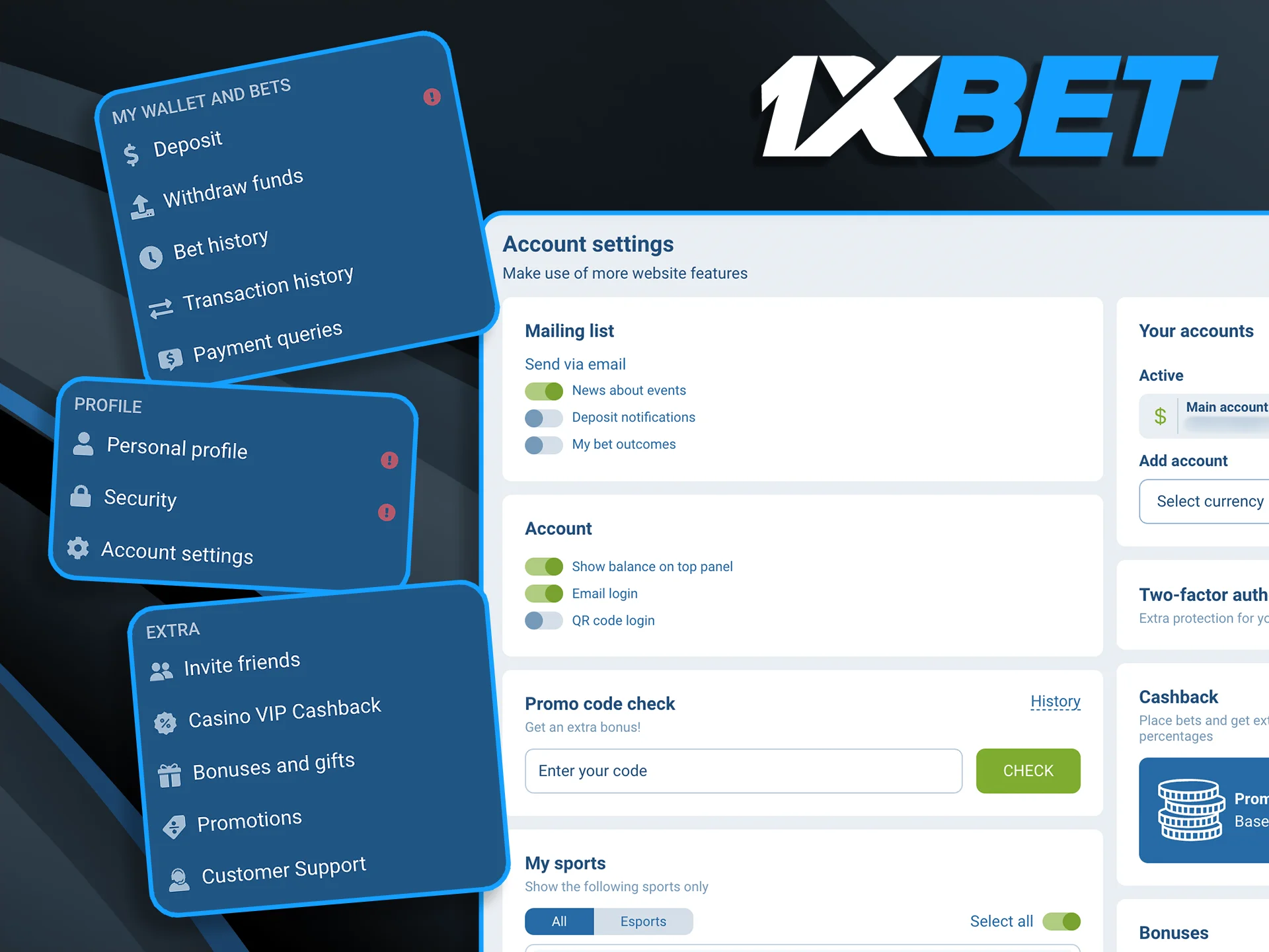 Explore the 1xBet India user dashboard to track your betting history, active bonuses, and transaction logs.