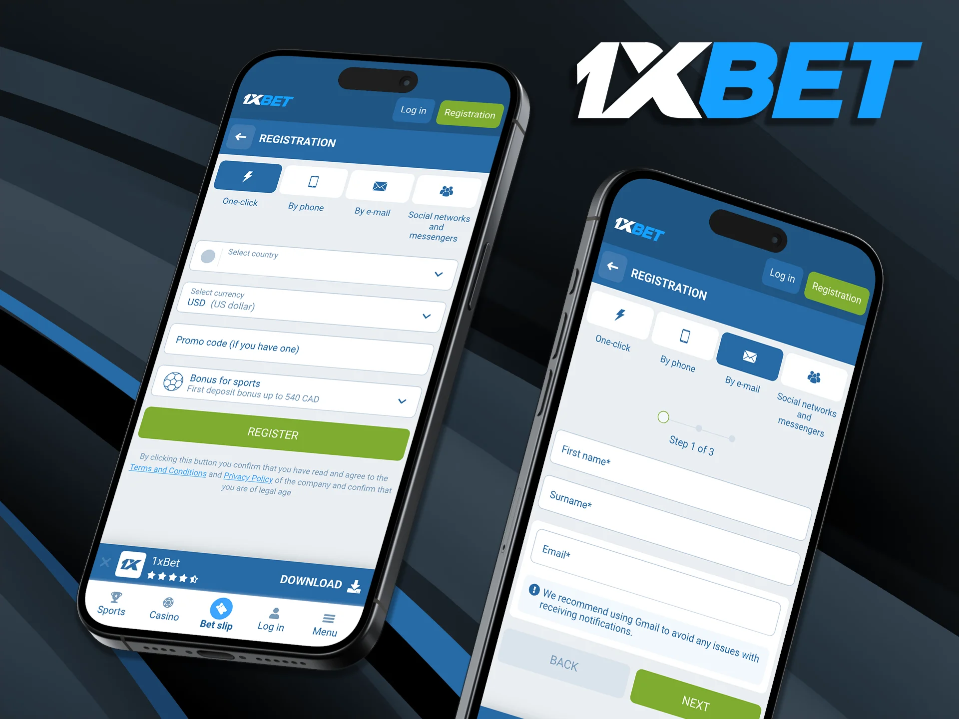 Register your 1xBet account directly within the high-performance mobile application for Android and iOS.