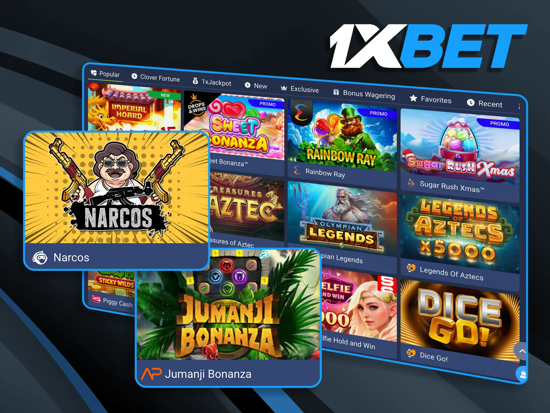 Play exclusive 1xBet titles featuring your favorite movies, music bands, and famous TV shows.