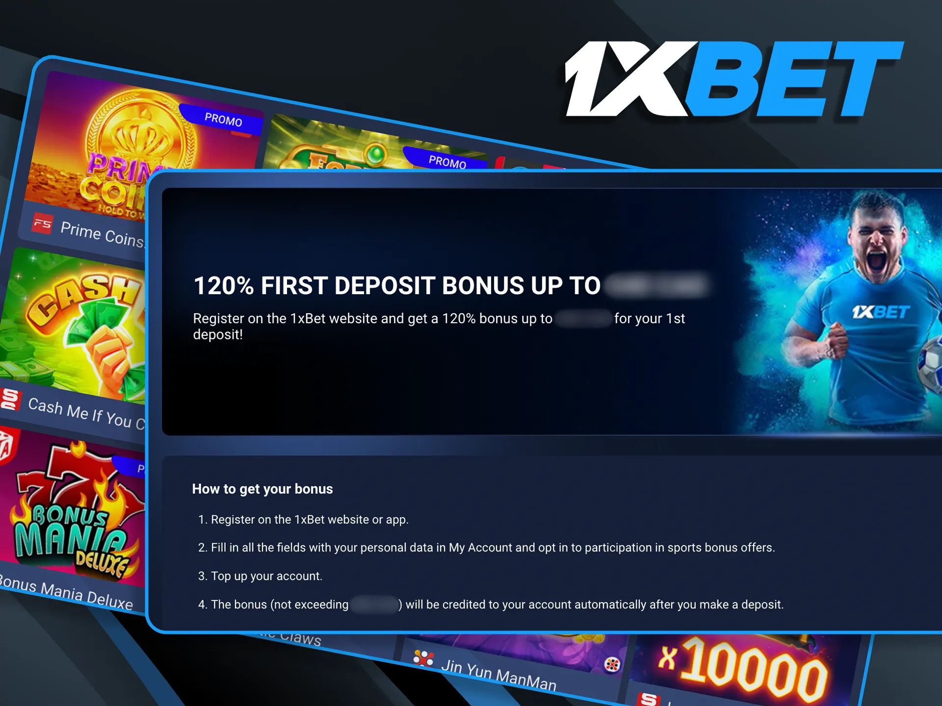 Kickstart your slot adventure with a massive welcome package including bonus funds and free spins available on your first 1xBet deposit.
